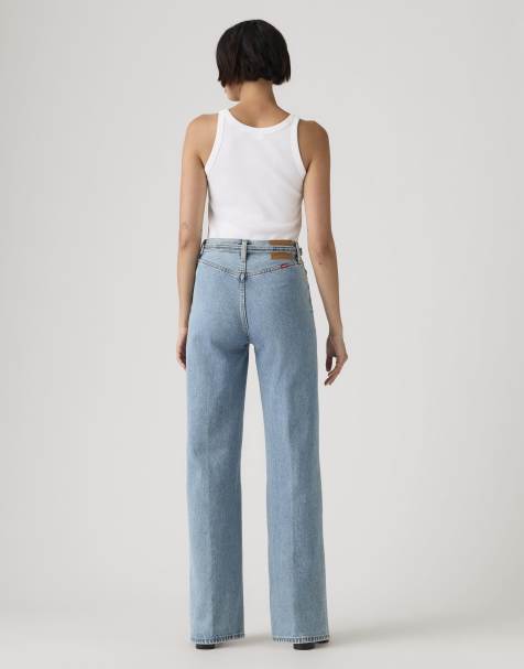Levi's Ribcage wide leg belted jeans in blue - view 1