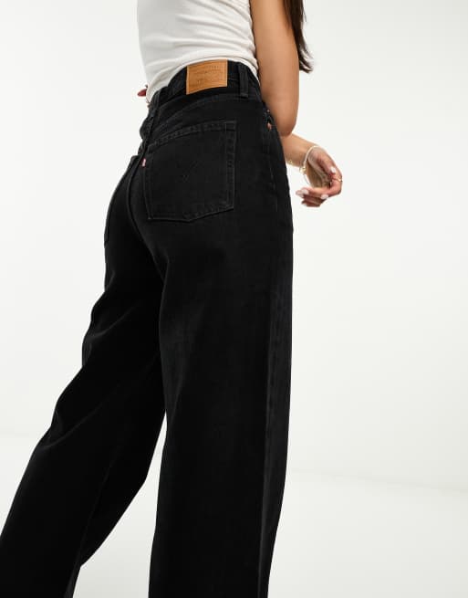Levi's ribcage wide leg jean in black ASOS