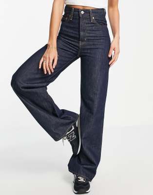 Levi's Levi's ribcage wide leg jeans in dark blue