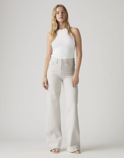Levi's ribcage wide leg jeans in ecru, 2 of 4