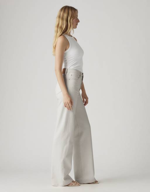 Levi's ribcage wide leg jeans in ecru, 4 of 4