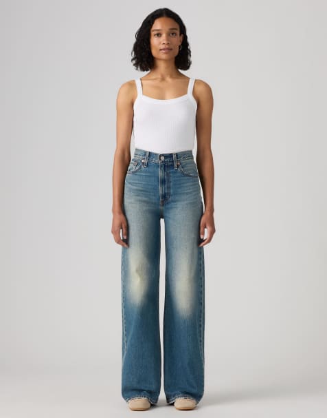 Levi's ribcage wide leg jeans in tint mid wash  - view 1