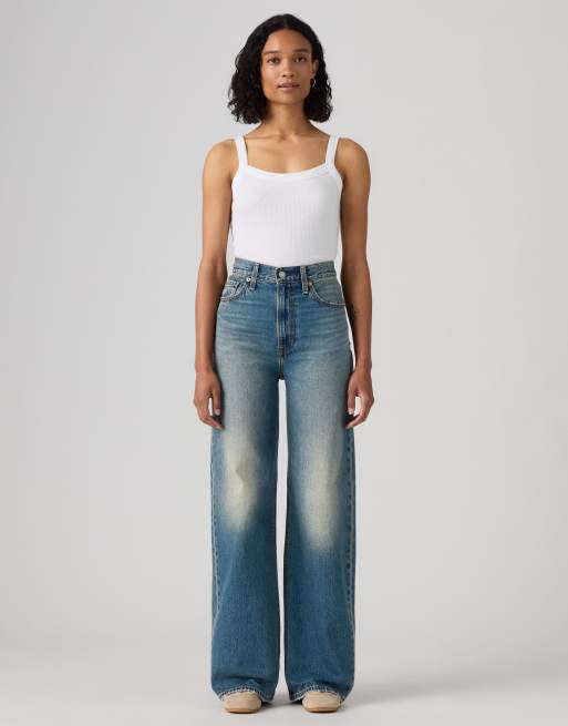 Levi's ribcage wide leg jeans in tint mid wash , 2 of 4