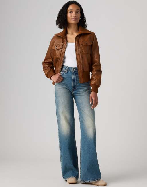 Levi's ribcage wide leg jeans in tint mid wash , 3 of 4
