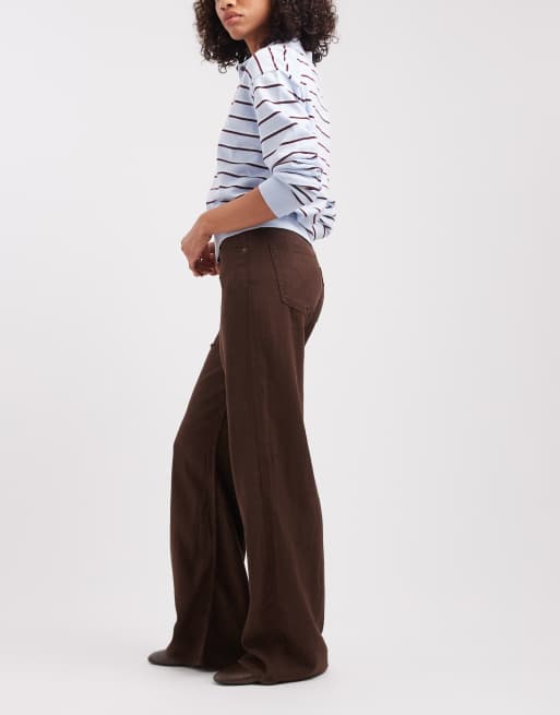 Levi's ribcage wide leg line mix jeans in brown, 3 of 5