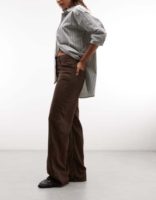 Levi's ribcage wide leg linen mix jeans in brown, 4 of 5