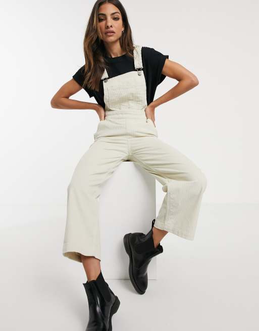 Levi's Ribcage wide leg overalls in cream | ASOS