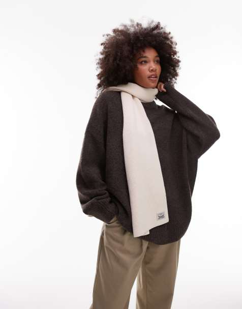 Levi's - Ribgebreide sjaal met labellogo in crème - view 1