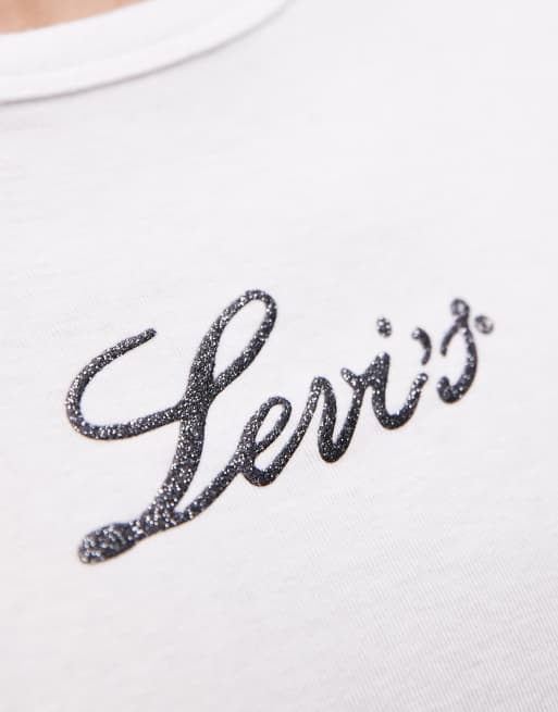 Levi's – Rickie – Biały T-shirt ze zdobionym logo na środku, 3 z 4