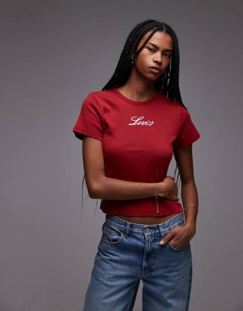 Levi's Rickie embellished small logo t-shirt in red - view 1