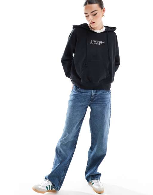 Levi's – Rickie – Kapuzenpullover in Schwarz mit Grafikprint