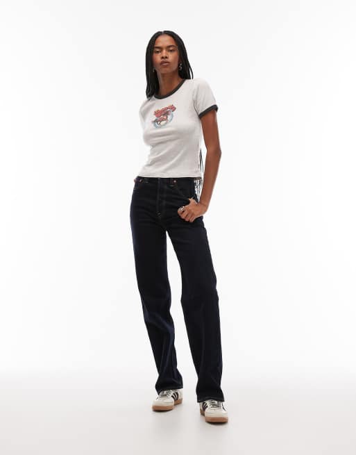 Levi's – Rickie – Ljusgrå t-shirt med kantrand, 4 av 4