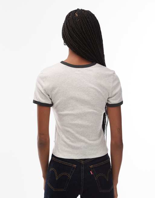 Levi's - Rickie - Lysegrå ringer-T-shirt med grafik, 2 af 4