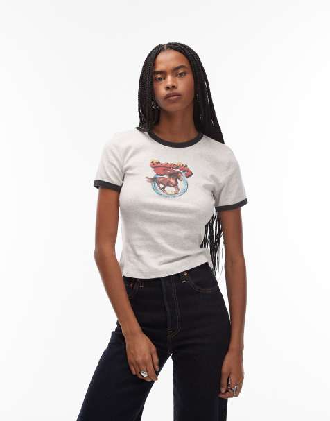 Levi's Rickie ringer tee with graphic in light grey - view 1