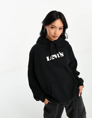 Levi's - Rider - Kapuzenpullover in Schwarz mit Grafikprint