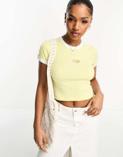 Yellow shirt crop store top