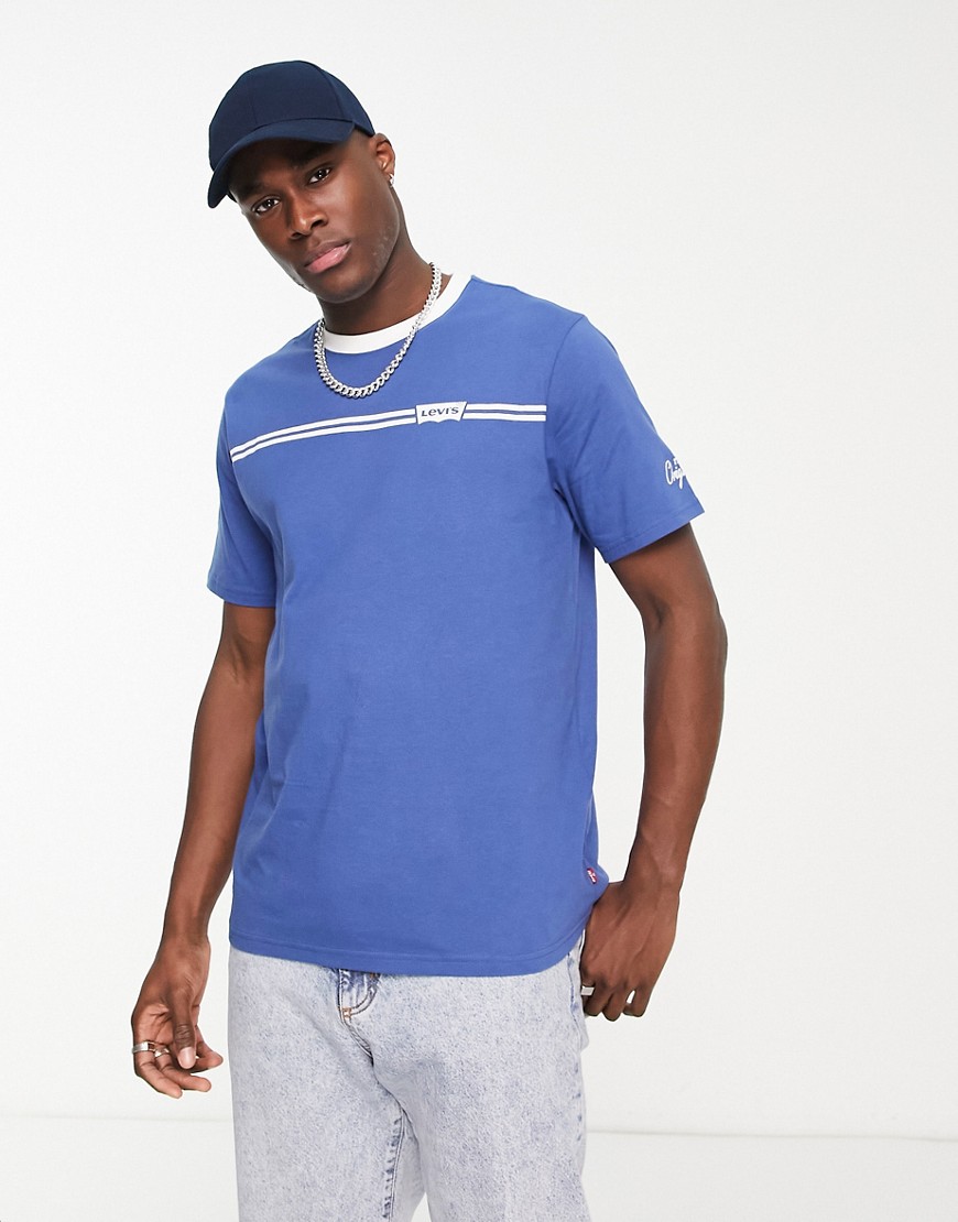 Levi’s ringer t-shirt in blue with chest logo stripe