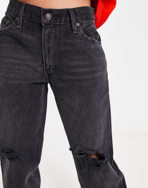 Black ripped on sale levis jeans