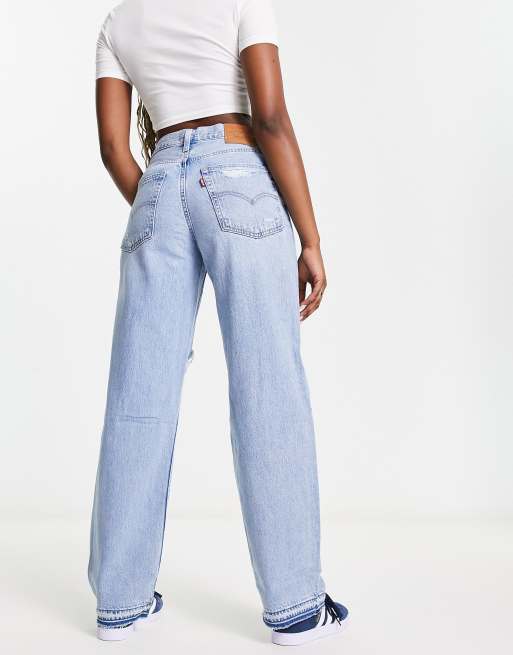 Levi's ripped baggy dad jeans in light wash blue | ASOS