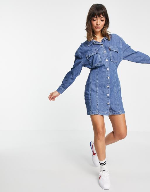 Chemise robe jean femme hot sale