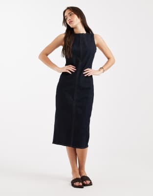 Levi's - Robe colonne mi-longue en jean - Bleu