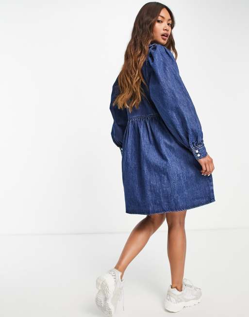 Levi s Robe en jean avec col volant Indigo