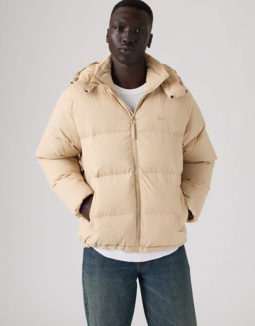 Levi's Rockwell hooded puffer in beige, 4 of 4
