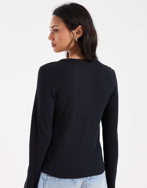 Levi's - Rooney - Jersey negro con cuello panadero de punto gofrado , 4 de 4