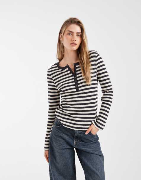 Levi's - Rooney - Sort henley-trøje med vaffeltekstur - view 1