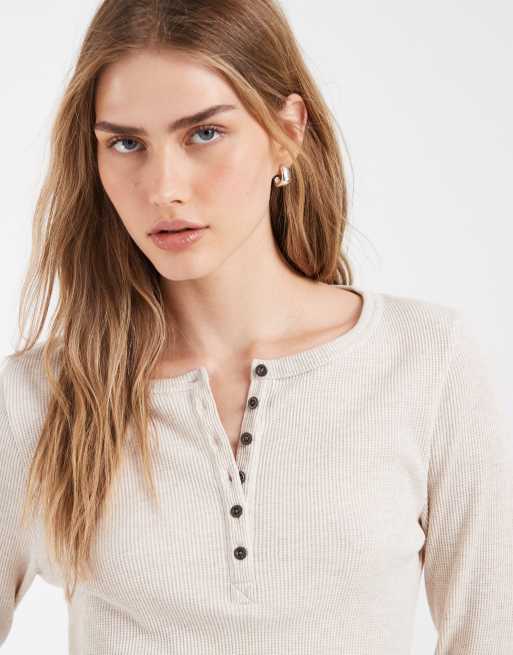 Levi's Rooney waffle henley-tröja i vitt, 4 av 4