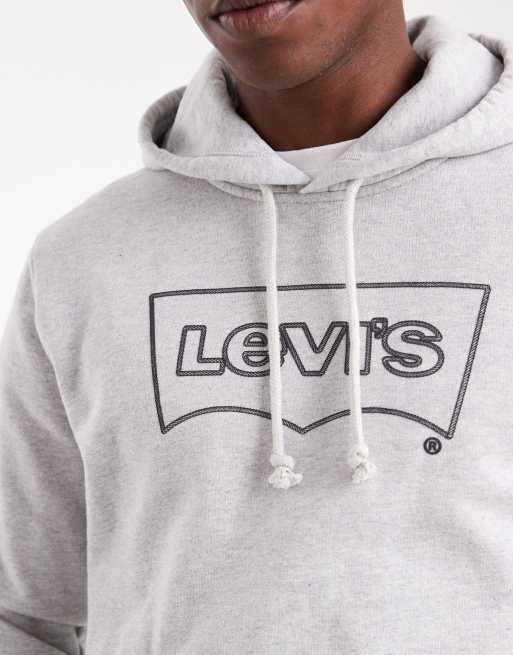 Levi's rope batwing logo standard hoodie in grey marl, 3 of 5