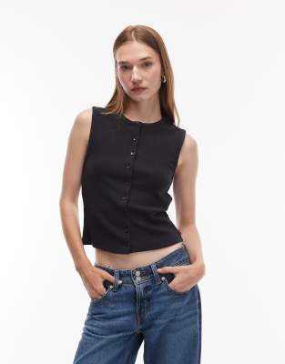 Levi's - Rory - Ärmelloses Oberteil in Schwarz mit Knopfleiste