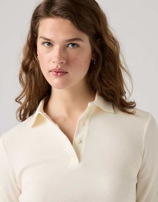 Levi's Rory polo a maniche lunghe bianco, 3 di 4