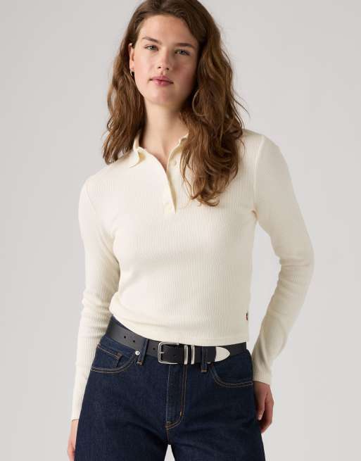 Levi's Rory polo a maniche lunghe bianco, 4 di 4