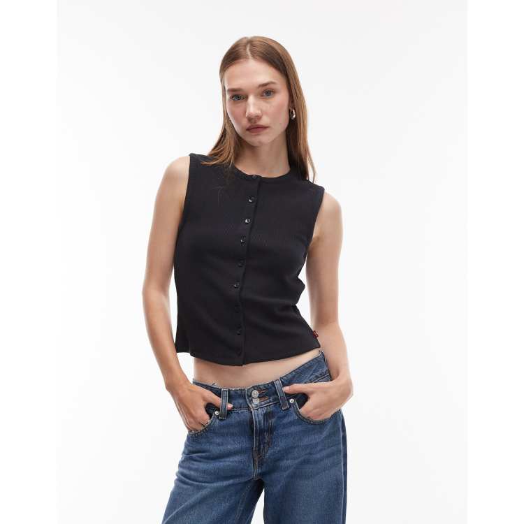 Levi's Rory sleeveless button up top in black | ASOS