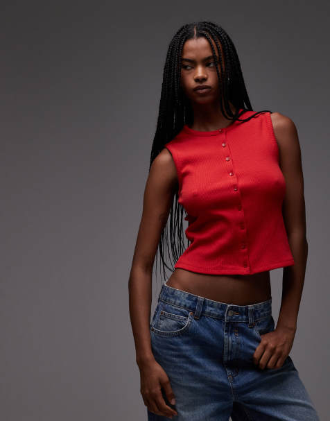 Levi's - Rory - Top boutonné sans manches - Rouge - view 1