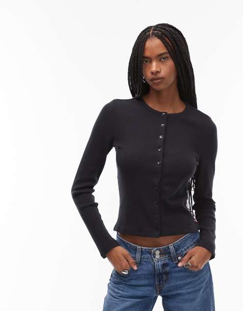 Levi's - Rory - Top met lange mouwen en knopen in zwart - view 1