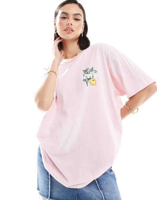 Levi's – Rosa blockfärgad t-shirt i oversize med citronlogga, 2 av 4