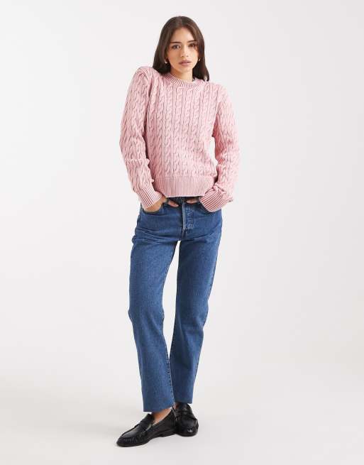 Levi's – Rosa, flätstickad boyfriend-tröja, 2 av 4