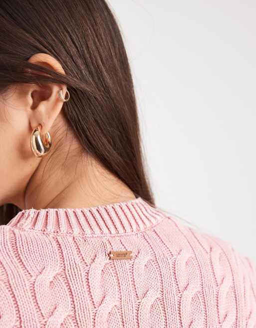 Levi's – Rosa, flätstickad boyfriend-tröja, 3 av 4