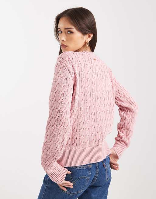 Levi's – Rosa, flätstickad boyfriend-tröja, 4 av 4