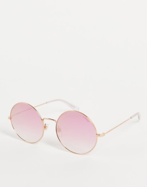 Levis round sunglasses in gold with lilac lens | ASOS