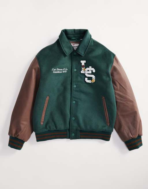 Levi s Rowan varsity wool leather jacket in green ASOS