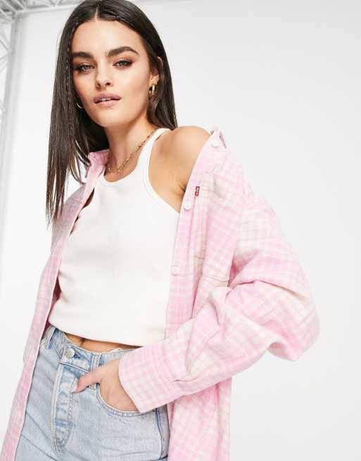 Levi's – Różowa koszula oversize w kratę