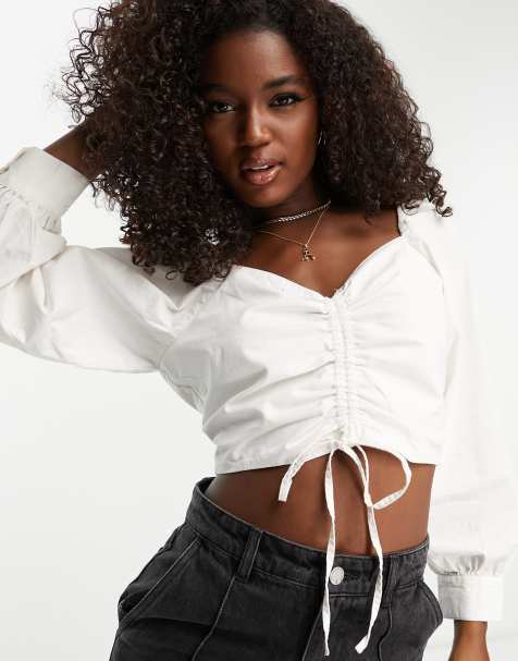 Levi's ruched long sleeve blouse in white - view 1