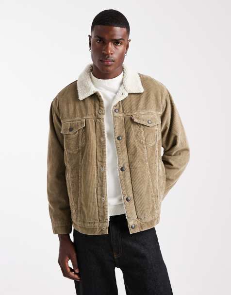 Levi's - Ruimvallend corduroy sherpa truckerjack in beige - view 1