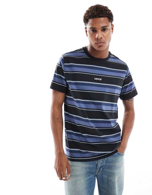 Levi's - Ruimvallend gestreept T-shirt met klein logolabel in het midden in blauw