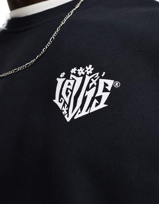 Levi's - Ruimvallend sweatshirt met logo en print van palmboomscène op de achterkant in zwart, 4 van 4