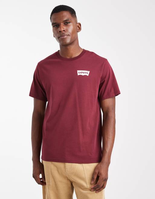 Levi's - Ruimvallend T-shirt met Field trip-print op de achterkant in bordeauxrood, 3 van 5