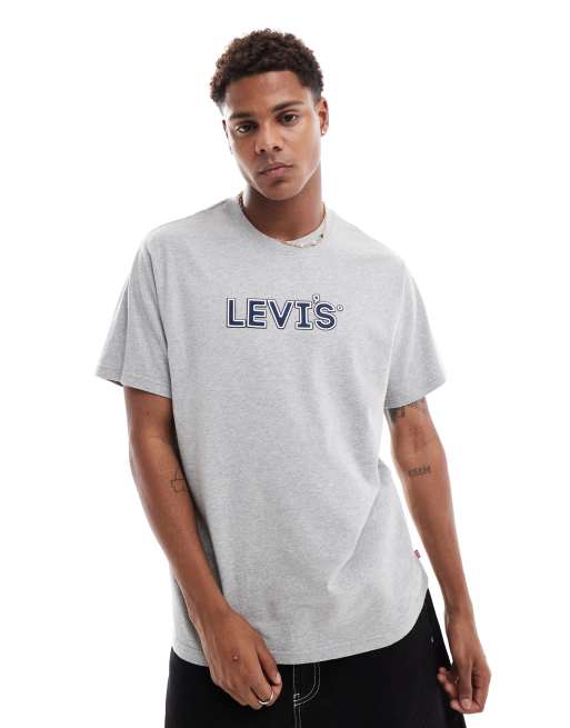 Levi's - Ruimvallend T-shirt met gewatteerd logo in gemêleerd grijs